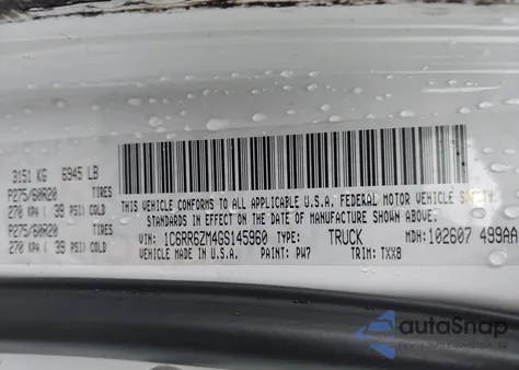 2016 Ram 1500 Hfe Express z USA, uszkodzony, nr VIN 1C6RR6ZM4GS145960